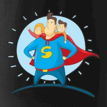 Táta superman - dievča a chlapec Táta superman - dievča a chlapec