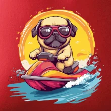 Mops na vodnom skútri