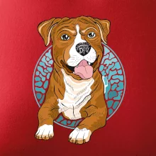 Americký staford kreslený v koliesku (Pecka design)