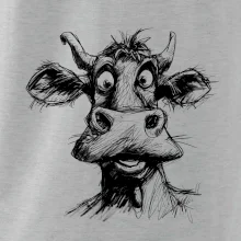 Čiernobiela karikatúra svetlá krava hlava
