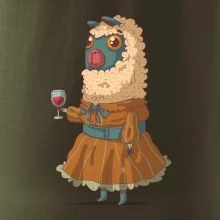 Alpaka s vínom žena