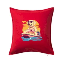 Zlatý retriever na vodnom skútri