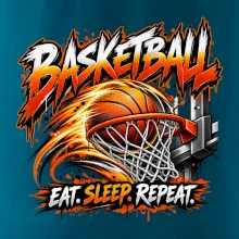 Basketbalový kôš s loptou eat sleep repeat