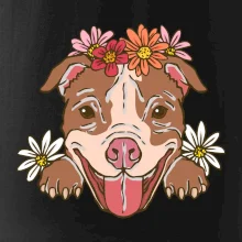 Americký stafordšírsky teriér hlava s kvetinami