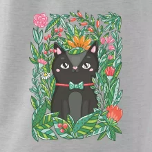 Mačka s kvetmi maľované