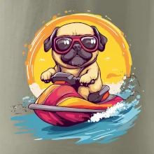 Mops na vodnom skútri