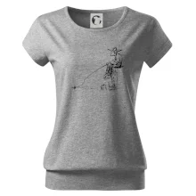 Kreslený rybár na pni