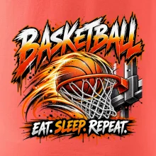 Basketbalový kôš s loptou eat sleep repeat
