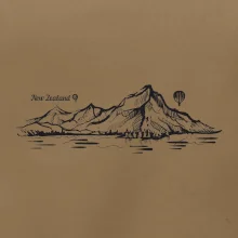 Nový Zéland nápis a hory Aoraki - Mount Cook