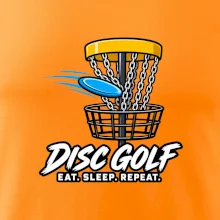Discgolfový kôš s letiacim diskom eat sleep repeat