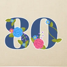 Kvetinové číslo kreslené - 80