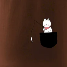 Mačka s rybou vo vrecku