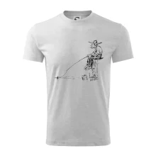 Kreslený rybár na pni