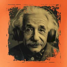 Albert Einstein so slúchadlami