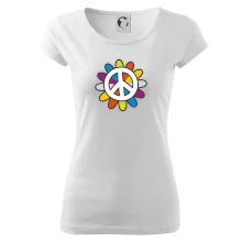 Peace symbol s kreslenou kvetinou