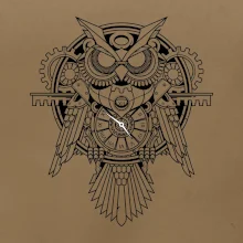 Steampunk sova čiernobiela