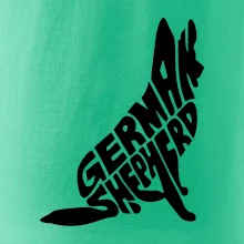 Nemecký ovčiak sediaci napis