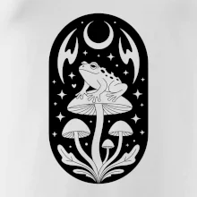 Goblincore čiernobiela oválna žaba