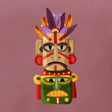 Mayová maska s perím