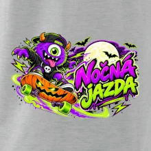 Nočná jazda - fialová príšerka na skateboarde