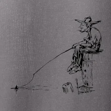 Kreslený rybár na pni