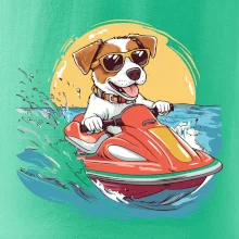 Jack russell teriér na vodnom skútri