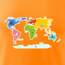 Svetové kontinenty s názvami a zvieratkami