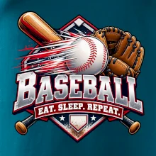 Baseballová pálka s rukavicou eat sleep repeat