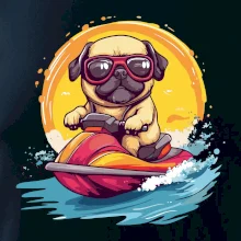 Mops na vodnom skútri