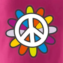 Peace symbol s kreslenou kvetinou