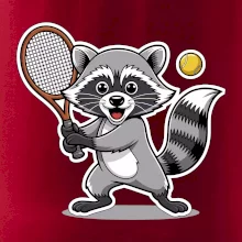 Mýval hrá tenis kreslený