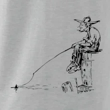 Kreslený rybár na pni