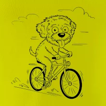 Lagotto romagnolo karikatúra na bicykli čierna