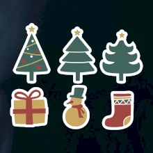 Vianočná sada - stromčeky a darčeky