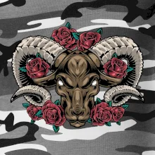 Hlava barana s ružami