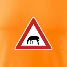 Dopravná značka - Pozor pasúci sa kôň