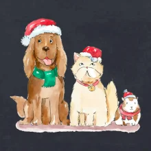 Veselé vianoce - pes, škrečok a mačka