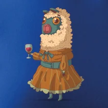 Alpaka s vínom žena