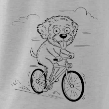 Lagotto romagnolo karikatúra na bicykli čierna