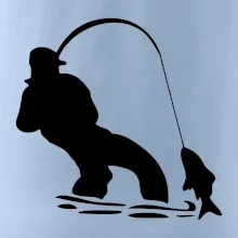 Rybár ťahajúce rybu