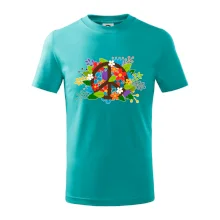 Peace symbol prerastený kvetinami