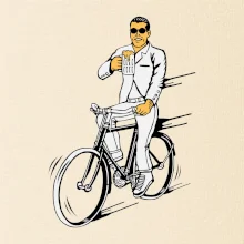 Gentleman na bicykli s pivom