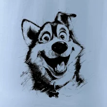 Čiernobiela karikatúra husky