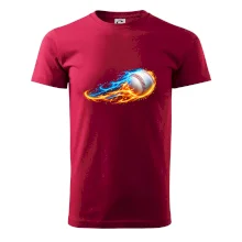 Letící baseballový míček v plamenech