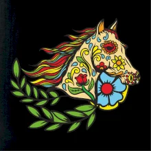 Kôň farebný s listami