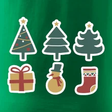 Vianočná sada - stromčeky a darčeky