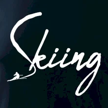 Skiing nápis lyžiar Skiing nápis lyžiar