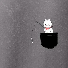 Mačka s rybou vo vrecku