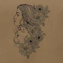 Žena a kočka - kreslená