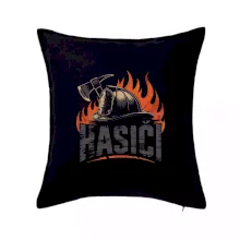 Nápis Hasiči, helma a oheň